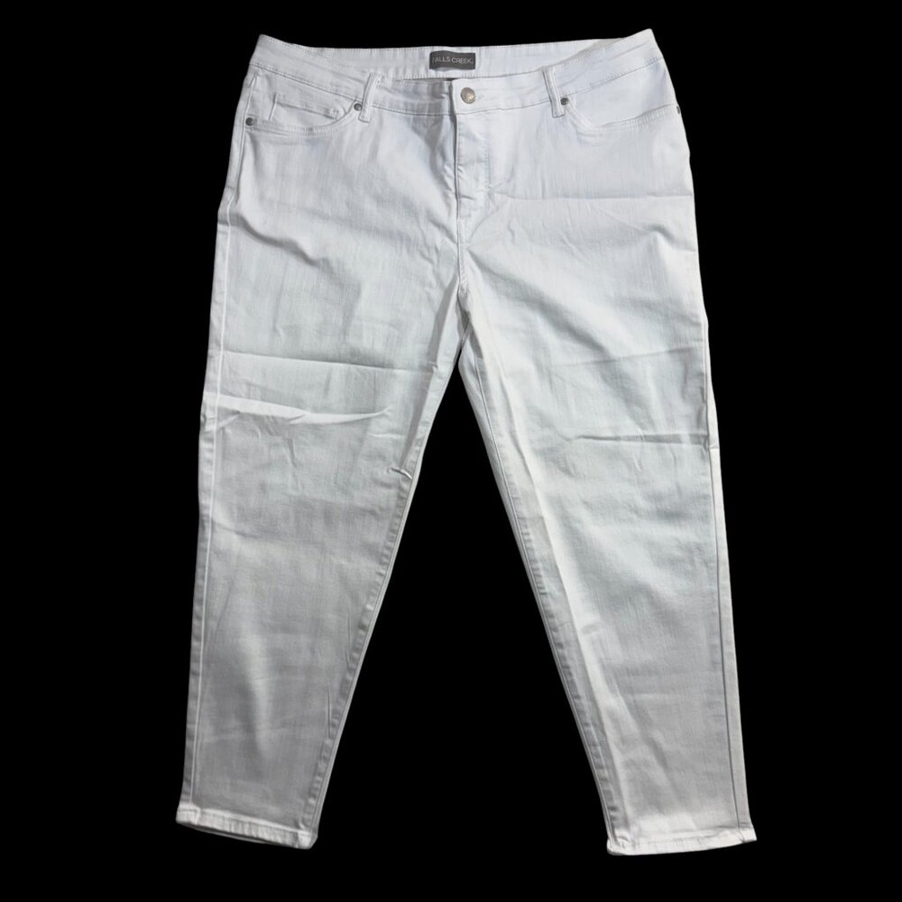 Falls Creek 18 Cropped Pants White Stretch Skinny Casual Everyday Classic Cozy